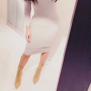 Yeezy Season 5 Camel Canvas Lace Up Pointed Toe Ankle Boots Size 38